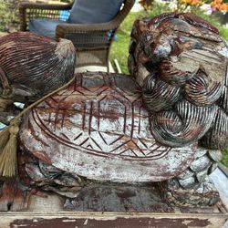 Foo LION DOG VINTAGE WOOD CARVED VINTAGE 