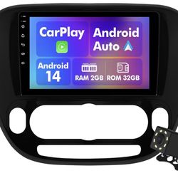 Android 14 Car Radio for 2+32G Kia Soul 2014-2019 9'' 1280 * 720 Touchscreen Car Stereo with Carplay Android Auto Backup Camera Mirror Link GPS Naviga