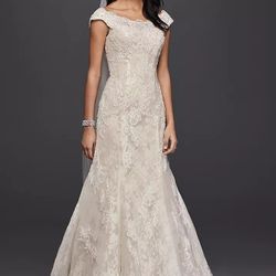 Oleg Cassini Off The Shoulder Lace Wedding Dress