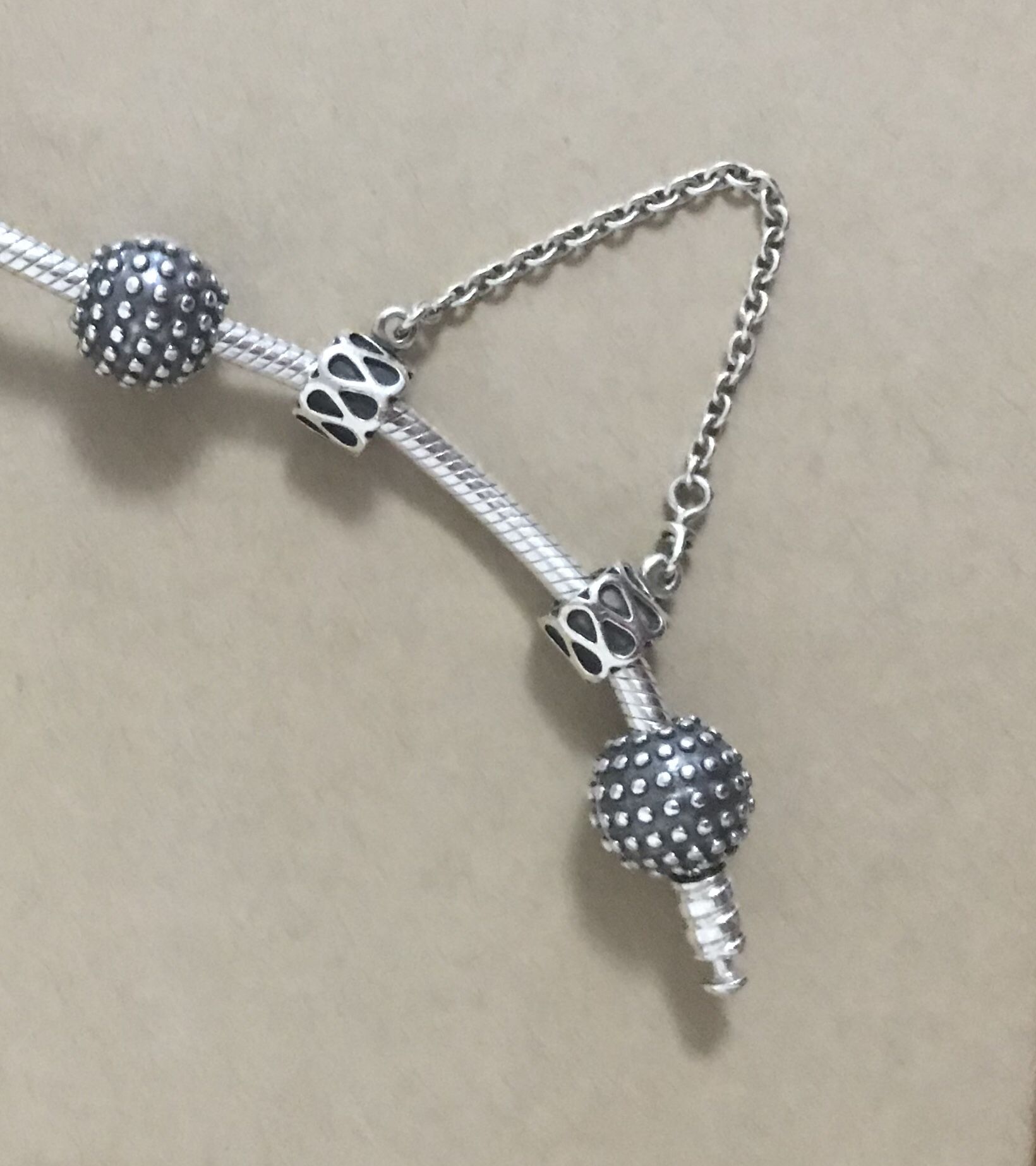 Pandora safety chain and clips for a bracelet