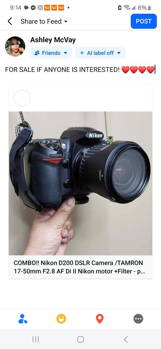 COMBO!! Nikon D200 DSLR Camera / TAMRON 17-50mm F2.8 AF Di II Nikon motor +Filter - price negotiable