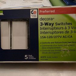 5 Pkg Of 3 Way Switches 15A 120/277V AC/CA New