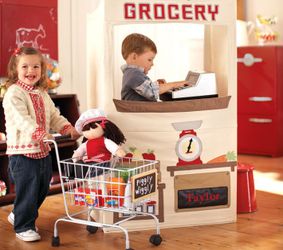 PBK Pottery Barn Kids Metal Shopping Cart Grocery Pretend Play