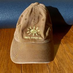 Hello Sunshine Brown Distressed Baseball Cap Hat Trucker 