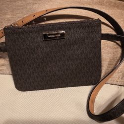 Michael Kors MK Signature Brown Leather Waist Bag 
