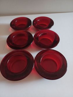 Ruby RED Glass Tea Light Votive Candle Holders