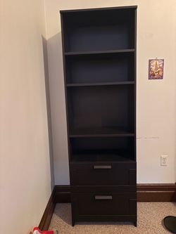 Black IKEA Bookshelf with drawers