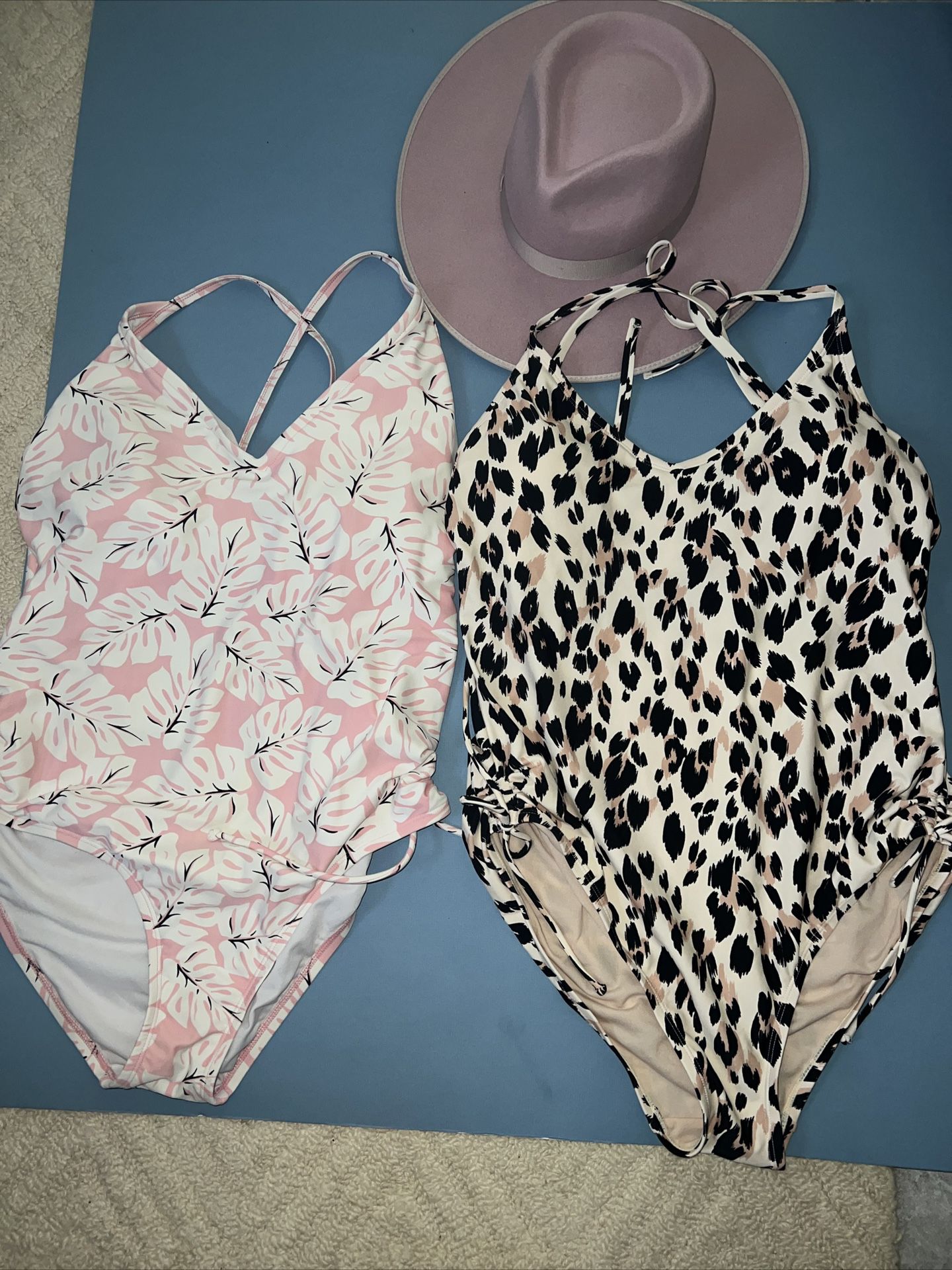 Kona Sol Woman’s One Pieces Xl Bathing Suits Animal Print And Monstera Plant Pink Boho