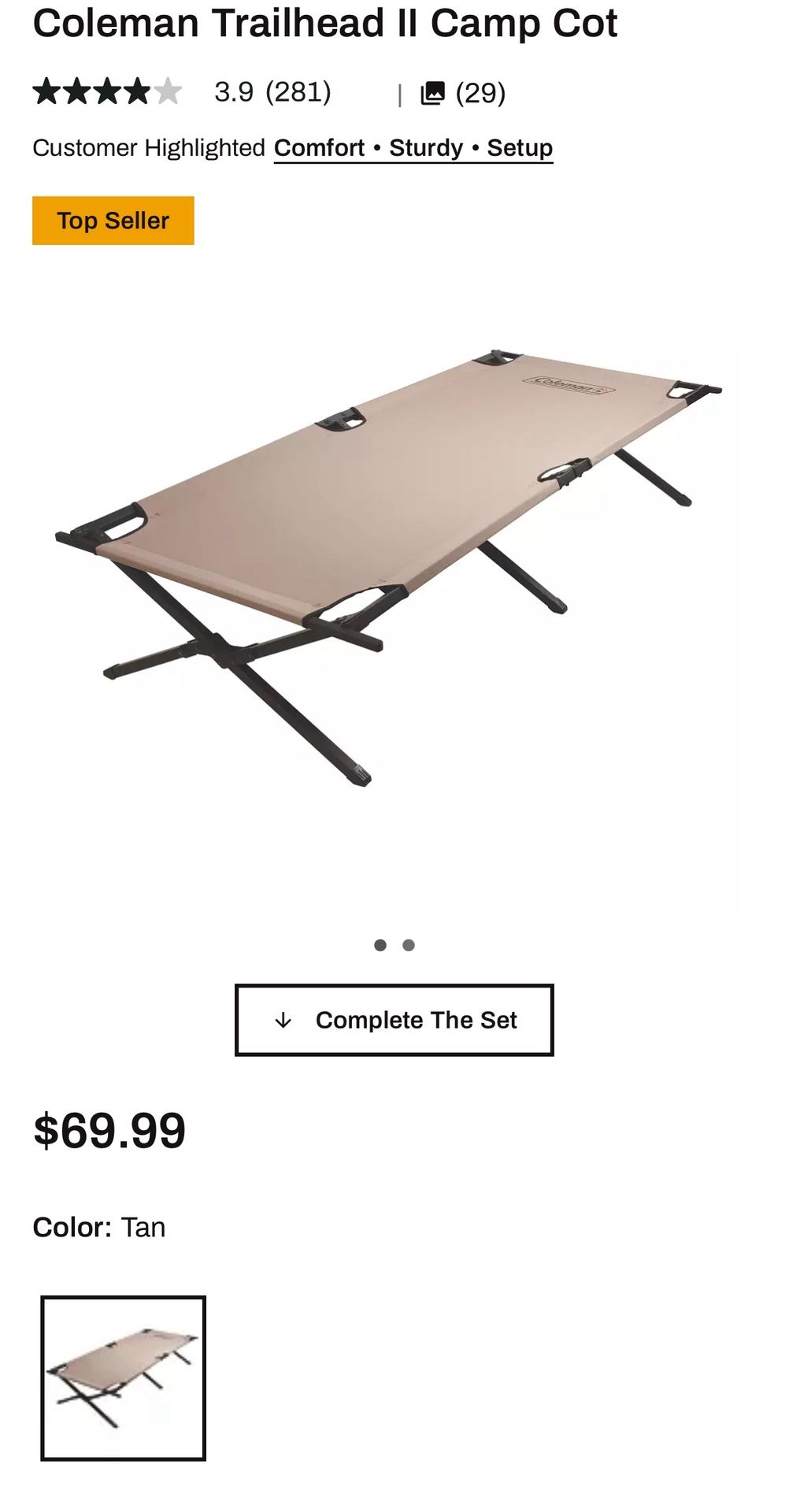 Coleman Trailhead II Camp Cot