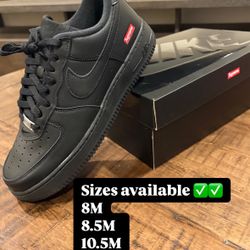 Supreme Air Force 1 Black Sizes 8M 8.5M 10.5M
