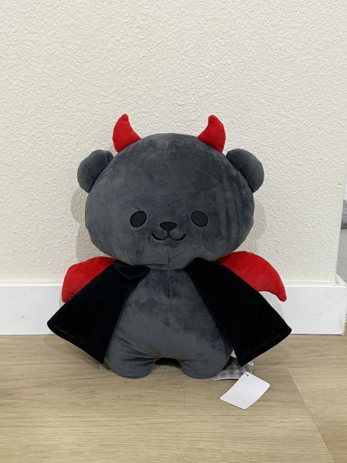 Fukuya Stuffed Bear Devil Big Plush 14" Black and Gray
