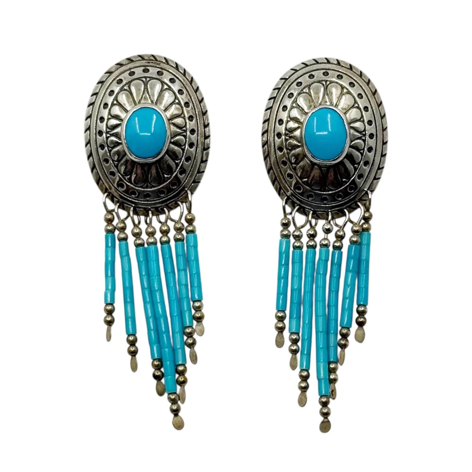TK Zuni Southwestern sterling silver turquoise drop earrings - GM1
