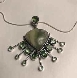 Free Shipping.  Larsonite Tsavorite 925 Sterling Silver Necklace