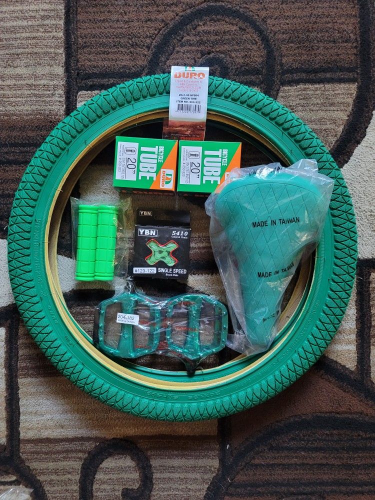 NEW Bicycle Bmx Parts Bundle 20" Green