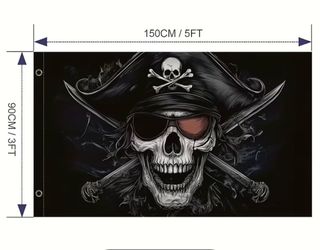 Pirate Skull and Crossbones Flag Halloween 3ft by 5ft