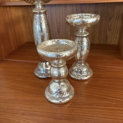 Mercury Glass Candle Holders (Set Of 3)