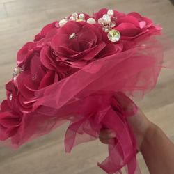 Fuschia Quinceañera Flower Bouquet Ramo