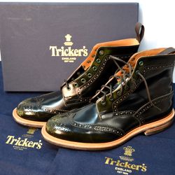 NEW Tricker's Stow Brogue Mens Boots British Racing Green Bookbinder Leather UK 10.5 Fit 5 (US 11.5)