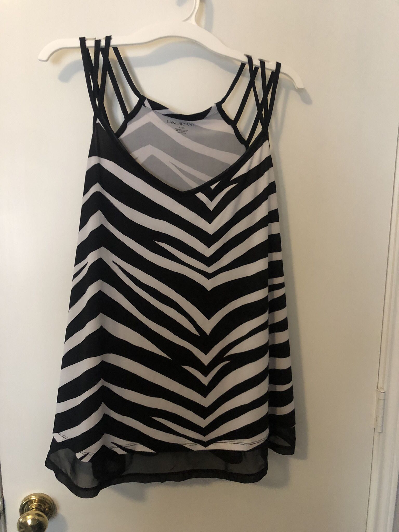 Lane Bryant Women's Plus Size 18/20 Zebra Striped Strappy Tank Top