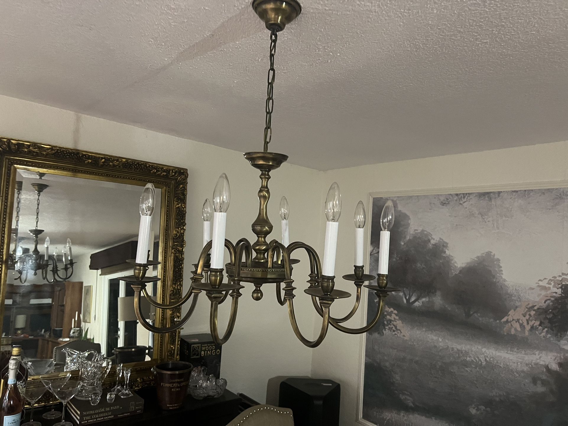 Brass Chandelier 8 lights 28”