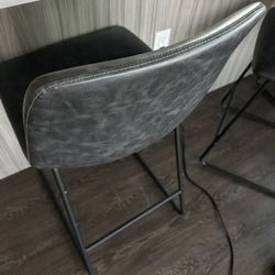Set Of 4 Leather Bar Stools