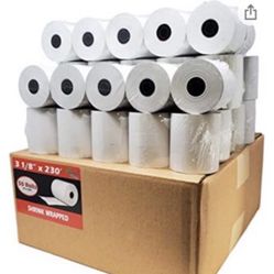 Pack of 45 unopened thermal receipt paper rolls 3 1/8” x 230” $65 value