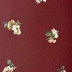 Vintage Wallpaper Roll Hand Printed Floral Red White Pink Flowers Rare Find