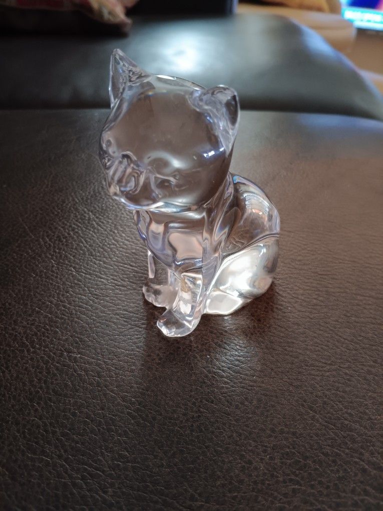 Princess House Crystal Paperweight Cat