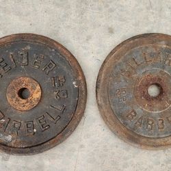 VINTAGE 25 LB IRON PLATES 
