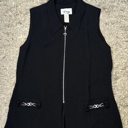 D.J. Summers Women’s Size 14P Black Sleeveless Mid-Length Zipper Collared Jacket