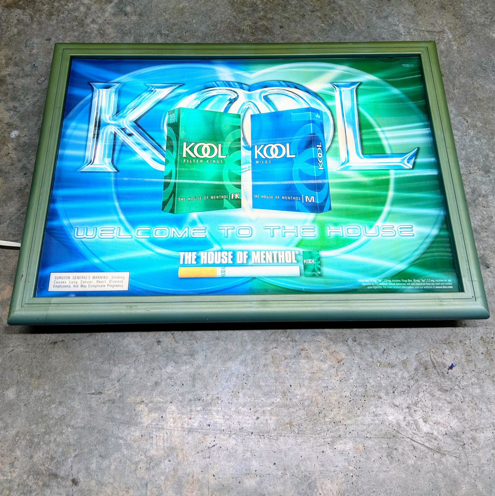 Kool Menthol Cigarettes Vintage Collectible Tobacco Advertisement Sign