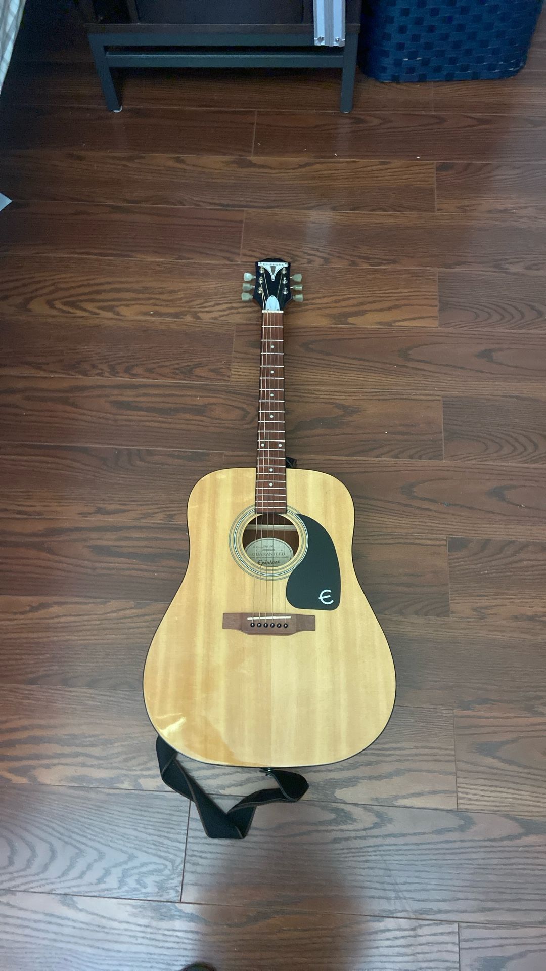Used Acoustic Epiphone Pro-1 NA Guitar, comes with used pack of strings only missing the thinnest string. Open to trades for electric guitars.
