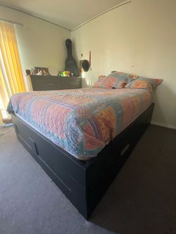 Solid oak black bed frame