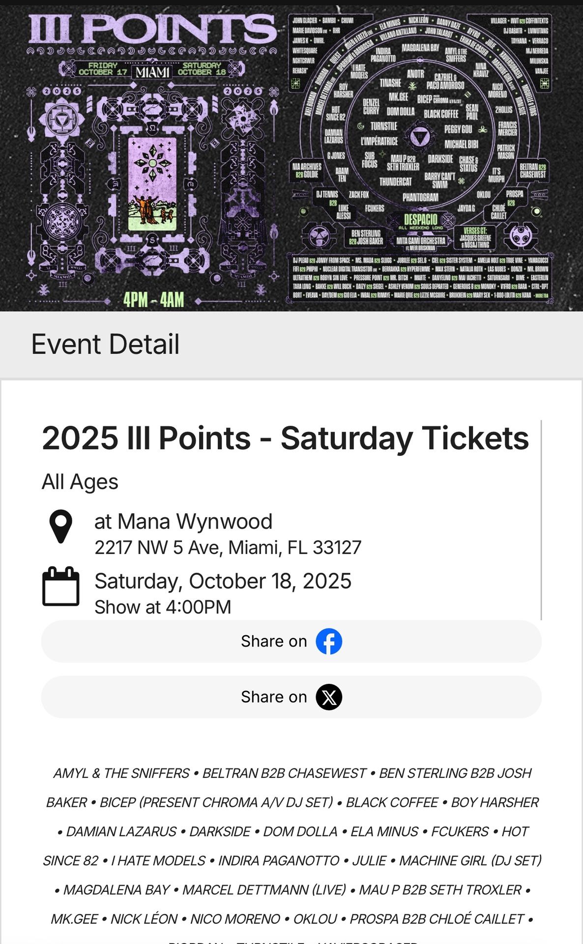 iii Points Saturday VIP Ticket