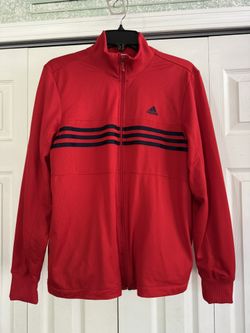 ADIDAS: Women’s MESH TRACK SUIT Jacket, RED, NAVY Stripes, Lrg, Excellent 