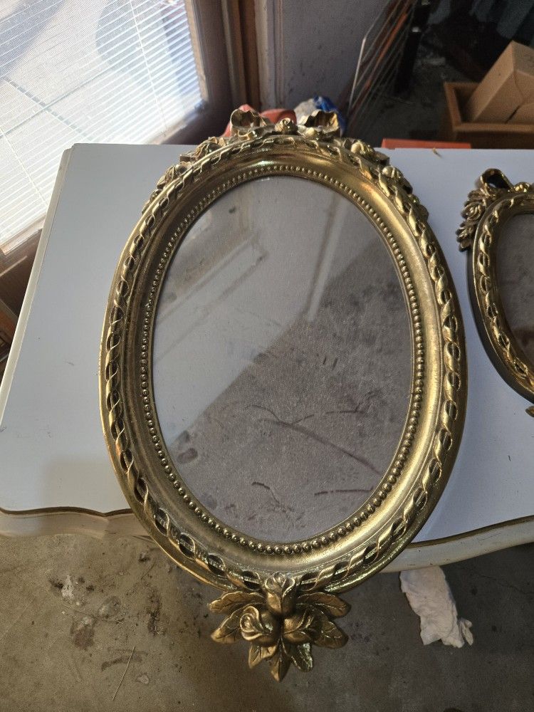 Vintage Homco Gold Plastic Ornate Mirror Sconce Wall Home Decor, 1980s, Hollywood Regency lot