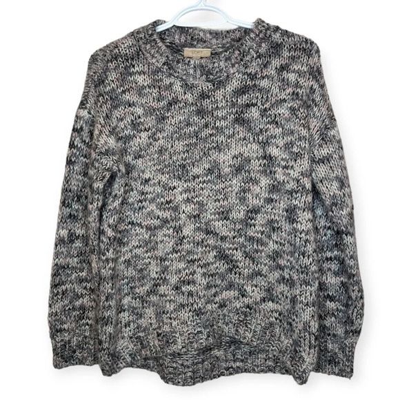 Ann Taylor LOFT Outlet Pink Grey Soft Knit Crew Sweater Women