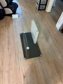 Glass Top Coffee Table with Black Base