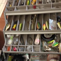 Fish Tackle Box With Goodies And Rod