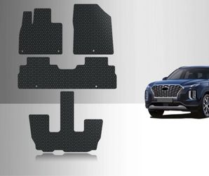 Black All Weather Heavy Duty Floor Mats for 2020-2025 Hyundai Palisade