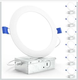 6 Inch LED Recessed Lights 6 Pack Canless Dimmable Daylight Ceiling Wafer Lights