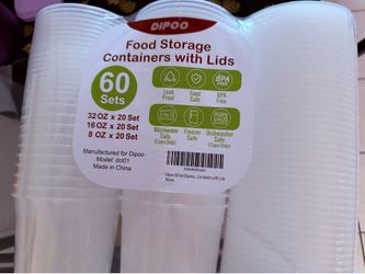 DIPOO Food Storage Containers with Lids 60 Sets (32oz, 16oz, 8oz)