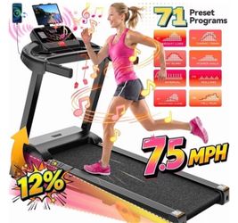 7.5MPH Foldable Treadmill for Home w/ Incline,Portable Treadmill 330lb Capacity,71 Programs,3.5HP Quiet Motor, Jogging Walking Treadmill, Smart APP Co