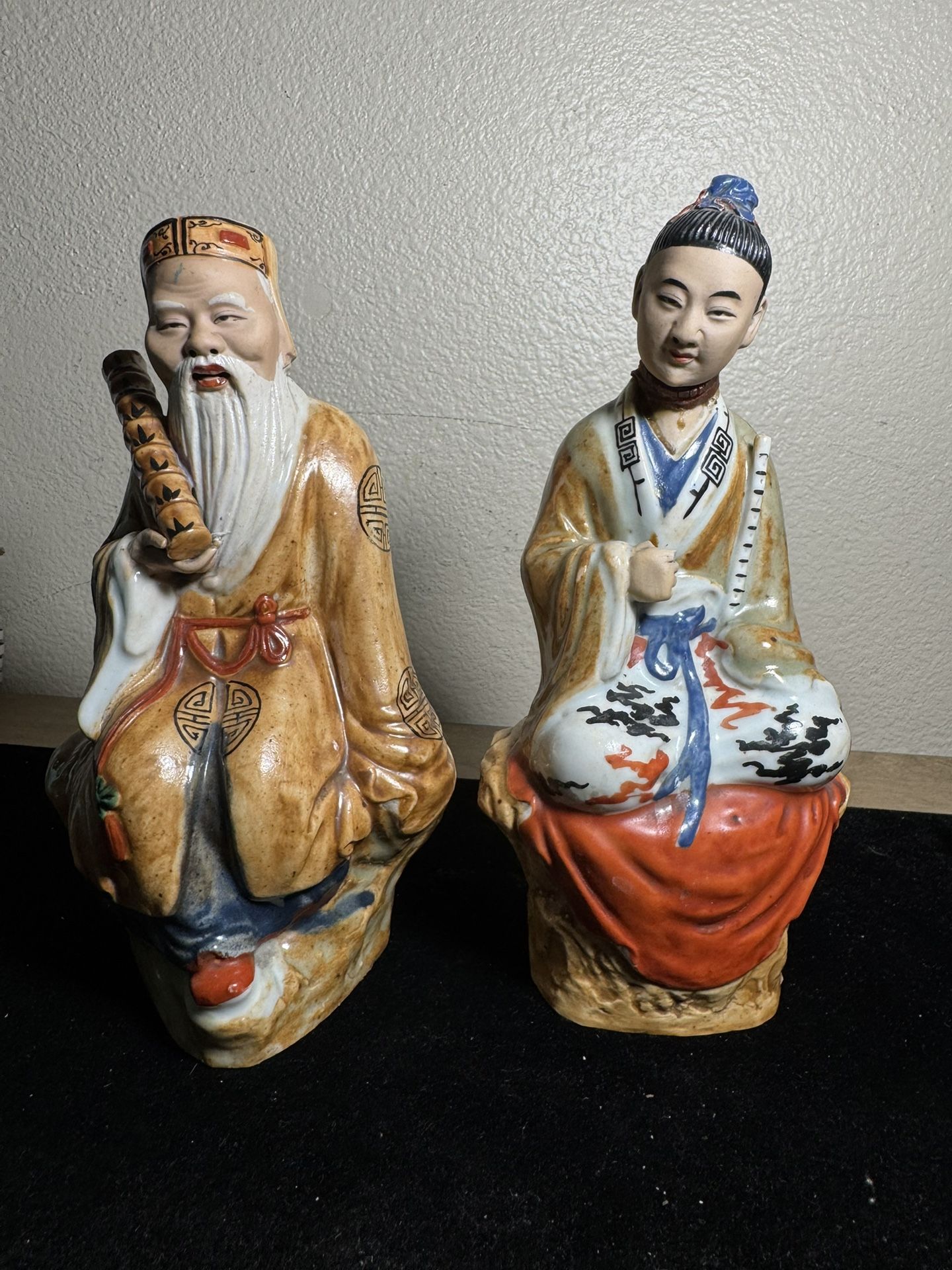 Chinoiserie Porcelain Taoist Immortal Scholar Zhang Guola