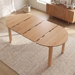 Extendable Dining Table Round to Oval 42"-77" Natural Veneer New in Box