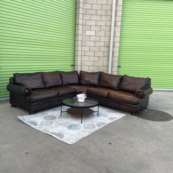 *Free Delivery* Brown Bernhardt Leather Sectional Couch Sofa