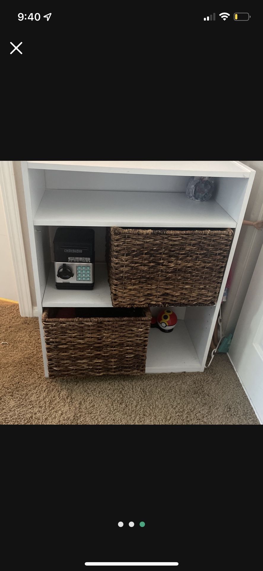 Short Bookshelf, Baskets Included