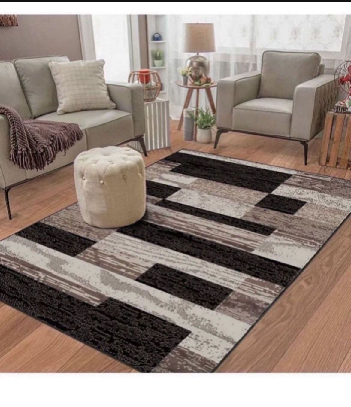 8ft X 10ft Superior Indoor Area Rug, Jute Backed, Modern Geometric Patchwork Floor Decor For Bedroom, Office, Living Room, Entryway, Hardwood Floors!