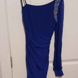 One Sleeve Dress With Rhinestone 