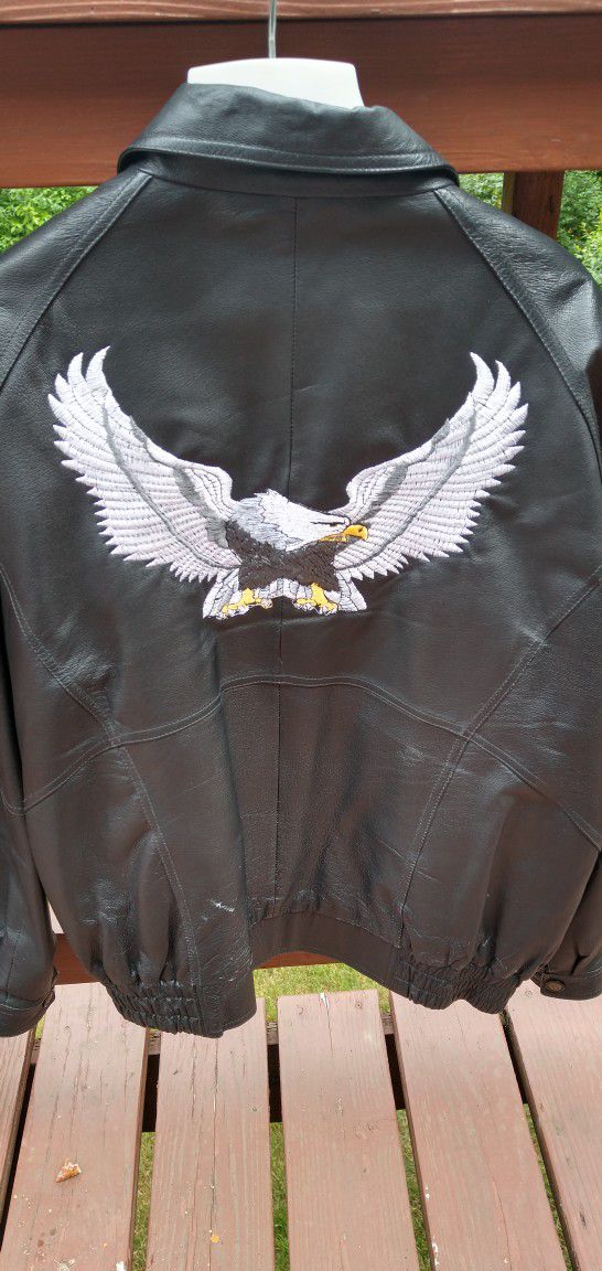 Leather Jacket with Eagle
